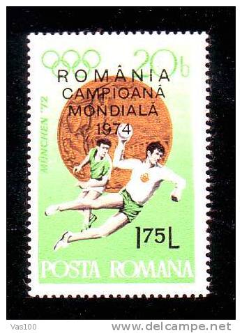 Romania 1974 Overprint  WHORLD CHAMPIONSHIP HANDBALL,o/p Stamps,1x. - Ongebruikt