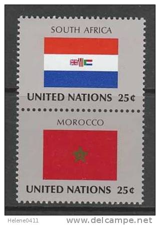 PAIRE NEUVE DES NATION UNIES N.-Y. - DRAPEAU D'AFRIQUE DU SUD ET DU MAROC N° Y&T 551 ET 553 - Francobolli