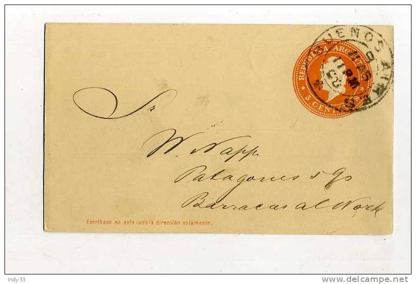 - ARGENTINE . ENTIER SUR CP DE 1896 - Postal Stationery