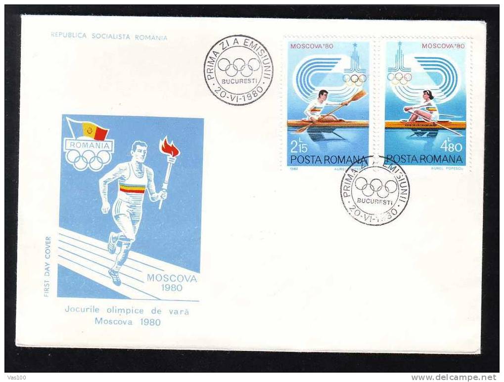 Romania 1980 Olimpyc Games  With  Rowing  FDC ! - Canoë