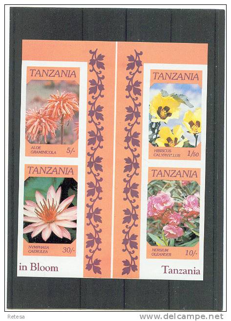 TANZANIA BLOK 46 BLOEMEN  MISDRUK  1986 **  ONGETAND - Fouten Op Zegels