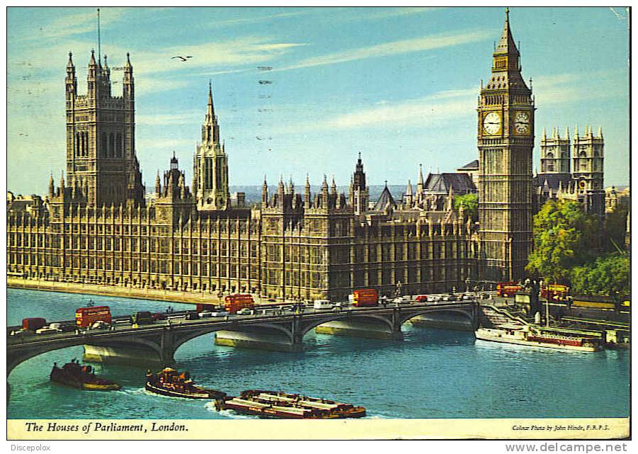 A317 The House Of Parlament And The River Thames - Navi Ships Bateau / Viaggiata 1977 - Houseboats