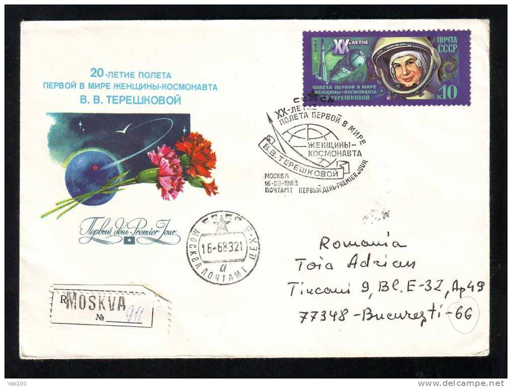 Space Mission Rocket Cosmos,registred Cover FDC,1983 Russia,sent To Romania! - UdSSR