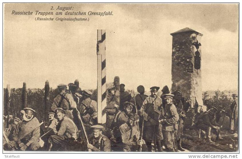 1.Weltkrieg Ostpreußen Russia Truppen Am Deutschen Grenzpfahl Grenze Border Frontiere TOP-Erha Cosaque Cossack Kosaken - Guerre 1914-18