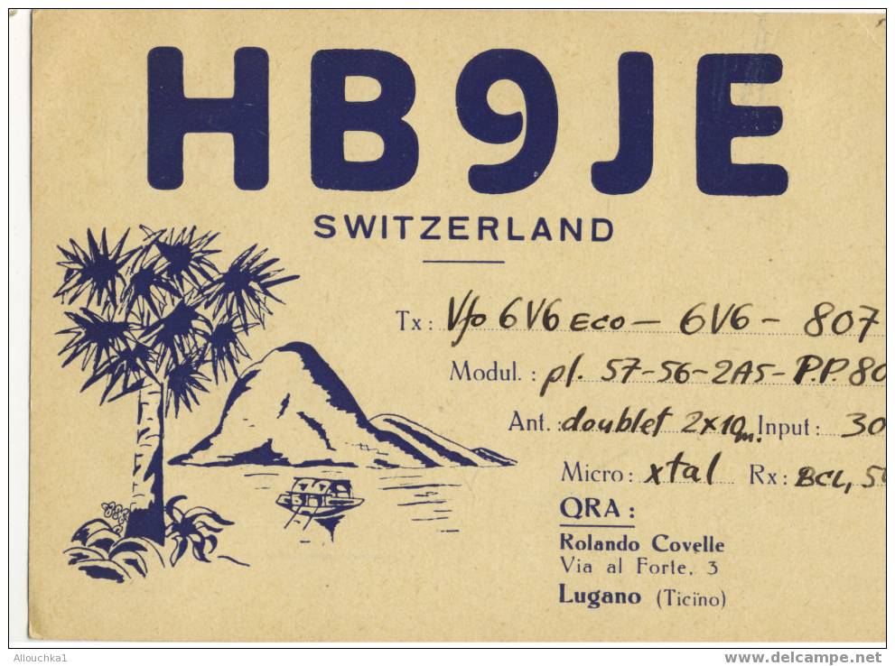 AMATEUR RADIO STATION/ RADIO AMATEUR CARTES QSL SUISSE /SWITZERLAND LUGANO HB9JE 1949 - Radio Amateur