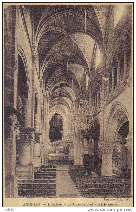 Carte Postale 78. Andresy  Intérieur De L'église Trés Beau Plan - Andresy