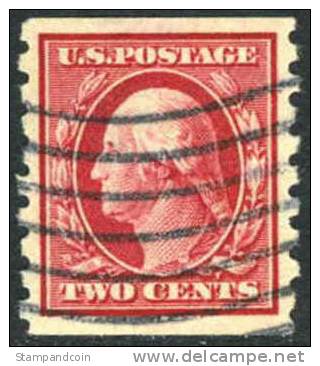 US #393 VF/XF Used 2c Washington Coil Of 1910 - Roulettes