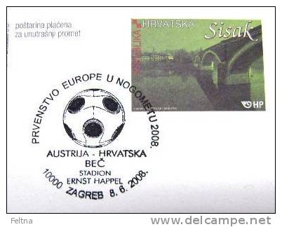 2008 CROATIA CANCELATION ON POSTAL CARD CROATIA - AUSTRIA MATCH ON UEFA EURO 08 SOCCER FOOTBALL FUSSBALL - Eurocopa (UEFA)