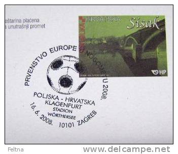 2008 CROATIA CANCELATION ON POSTAL CARD CROATIA - POLAND MATCH ON UEFA EURO 08 SOCCER FOOTBALL FUSSBALL - Championnat D'Europe (UEFA)