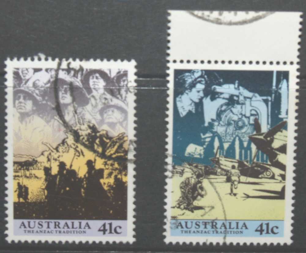 Australia 1990 The Anzac Tradition- Soldiers And Fighter Pilots 41c (2) Used - Used Stamps