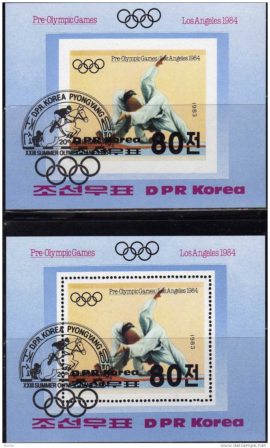 Olympic Los Angeles Korea 2355/59, Block 142 A Plus B O 18€ Judo Ringen Boxen Schießen Bloque M/s Blocs Sheets Bf Corea - Zonder Classificatie