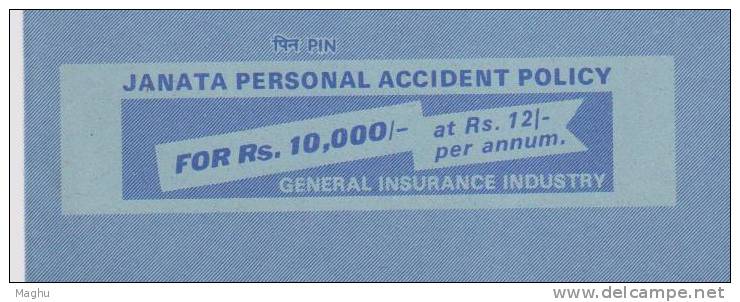 India 20p Inland Letter Advertisement Postal Stationery Mint, General Insurance Accident Policy, Safety, Organizatiion - Ongevallen & Veiligheid Op De Weg