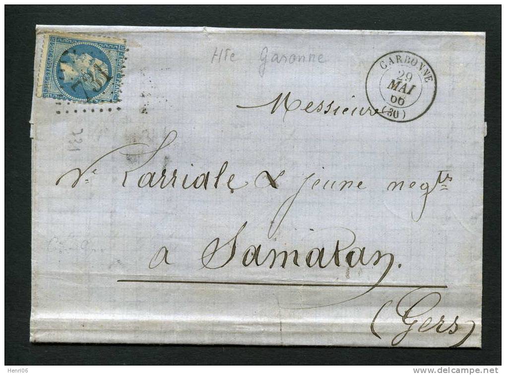 =*= 22 Sur Lettre Gros Chiffres 731 Carbonne>>>>Samatan 29 Mai 1866 =*= - 1849-1876: Classic Period