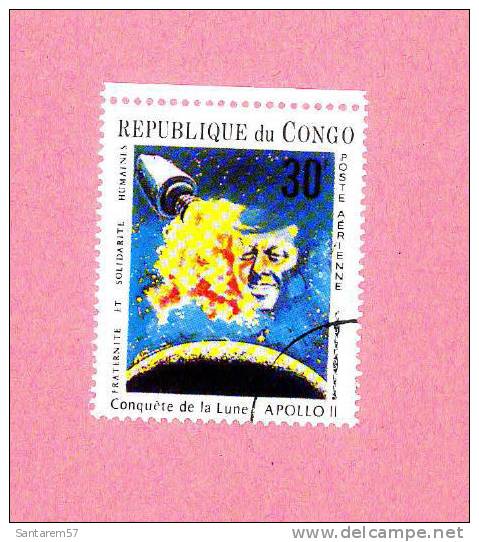 Timbre Oblitéré Used Mint Stamp Selo Carimbado REPUBLIQUE Du CONGO Conquête De La Lune APOLLO II 30f - Gebraucht