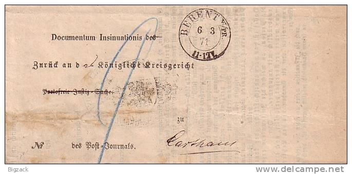 Brief Berent W./Pr. 6.3.71 Gel. Nach Carthaus Zweikreisstempel - Vorphilatelie