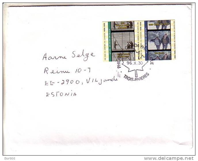 GOOD CANADA Postal Cover To ESTONIA 1996 - Good Stamped: Cinema - Cartas & Documentos