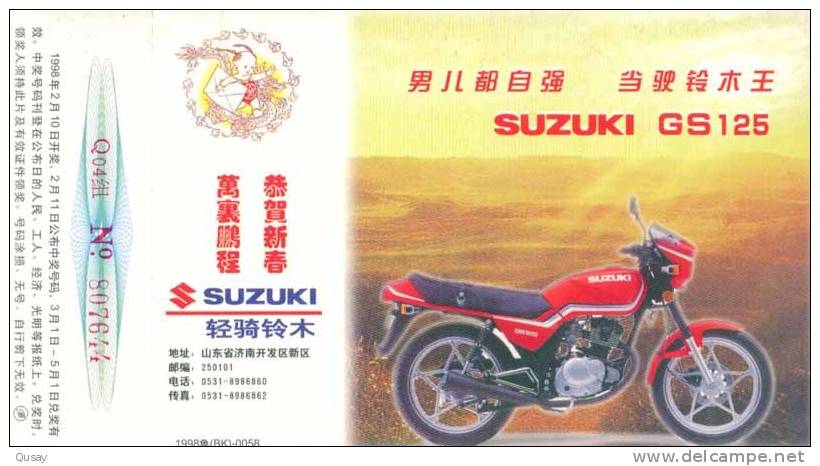 Motorbike Suzuki ,   Prepaid Card  , Postal Stationery - Motorräder