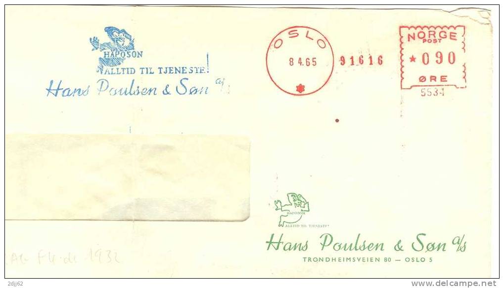 EMA Norvégienne Bicolore, Oslo - Enveloppe Entière, Pli Vertical     (D0298) - Briefe U. Dokumente
