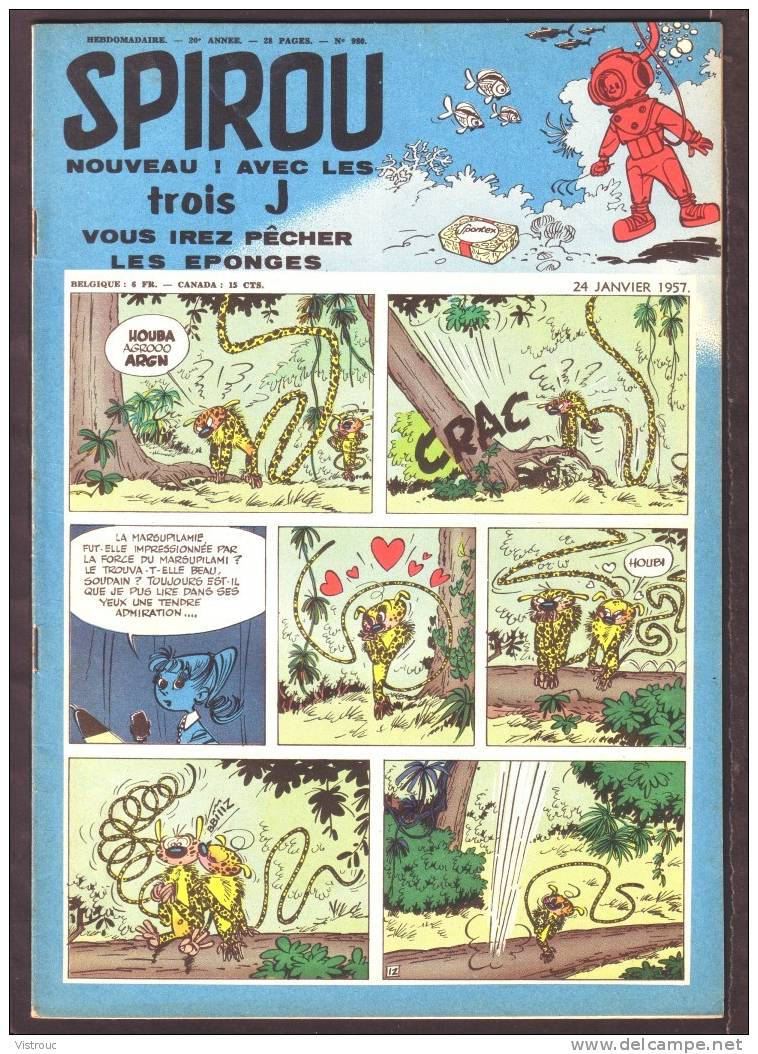 SPIROU N° 980 -Année 1957 -25 % Cote BDM -Jean VALHARDI- LUCKY LUKE - Johan Pirlouit - TIMOUR- Pat CASTORS -Gil JOURDAN - Spirou Magazine