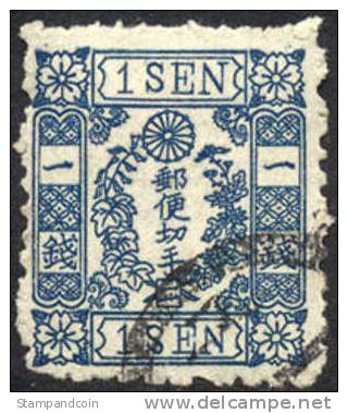 Japan #33 Used 1s Blue Syllabic 4 From 1874 - Usados