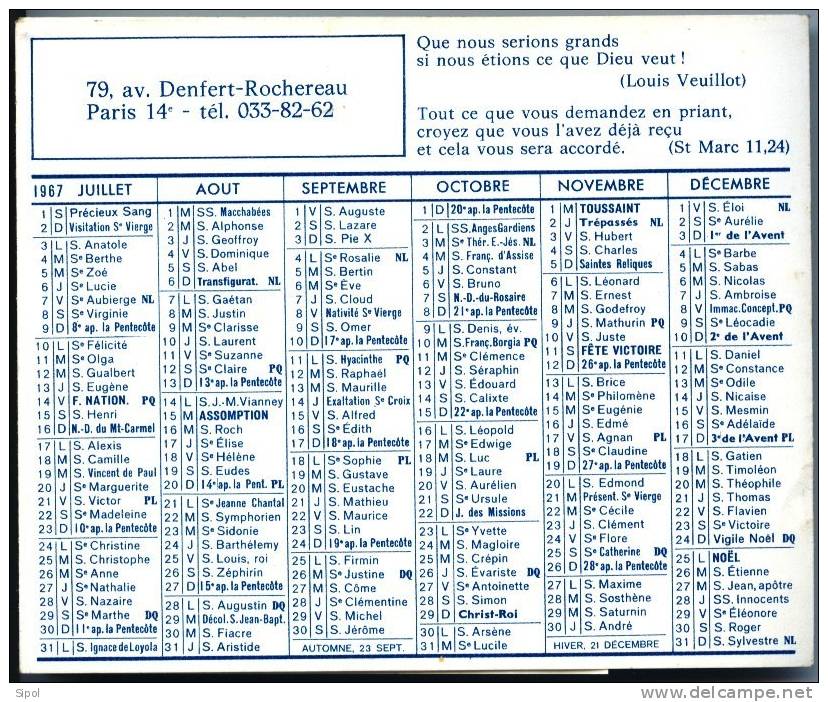 Association Notre Dame Des Vocations Calendrier 1967 - Kleinformat : 1961-70