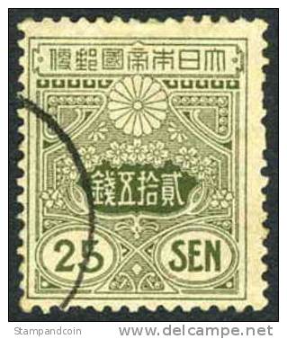 Japan #124 Used 25s Olive Green From 1913 - Gebraucht