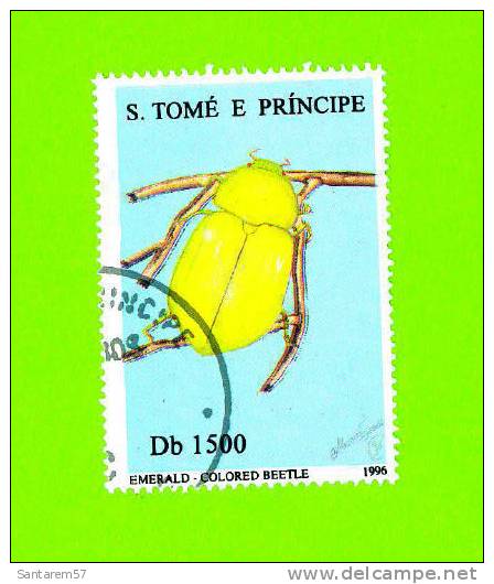 Timbre Oblitéré Used Mint Stamp Selo Carimbado EMERALD COLORED BEETLE S. TOME E PRINCIPE DB1500 1996 - Sao Tome Et Principe