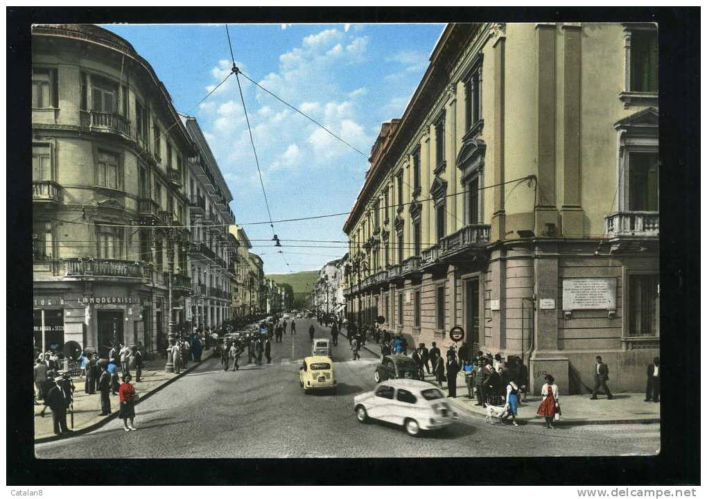 S1709 CARTOLINA ILLUSTRATA CAMPANIA AVELLINO CORSO VITTORIO EMANUELE AUTOMOBILE FIAT 600 FG V. - Avellino