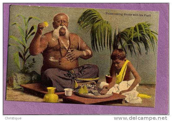 Priest Taking Supper With His Pupil. 1900-10s - India