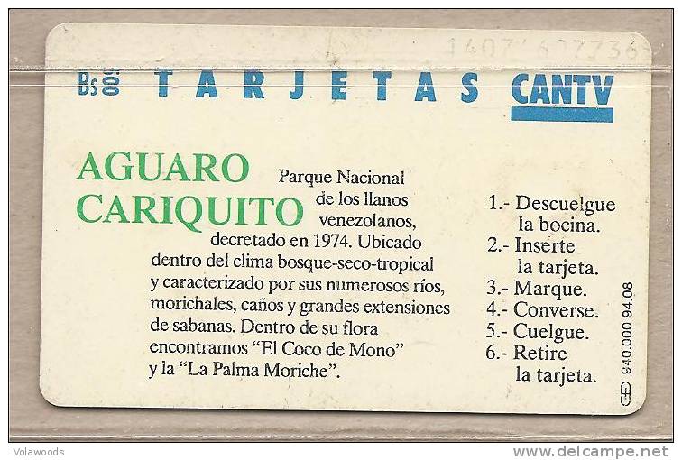 Venezuela - Scheda Telefonica Da 500 Bolivares "Parchi Nazionali - Aguaro Cariquito" - Venezuela