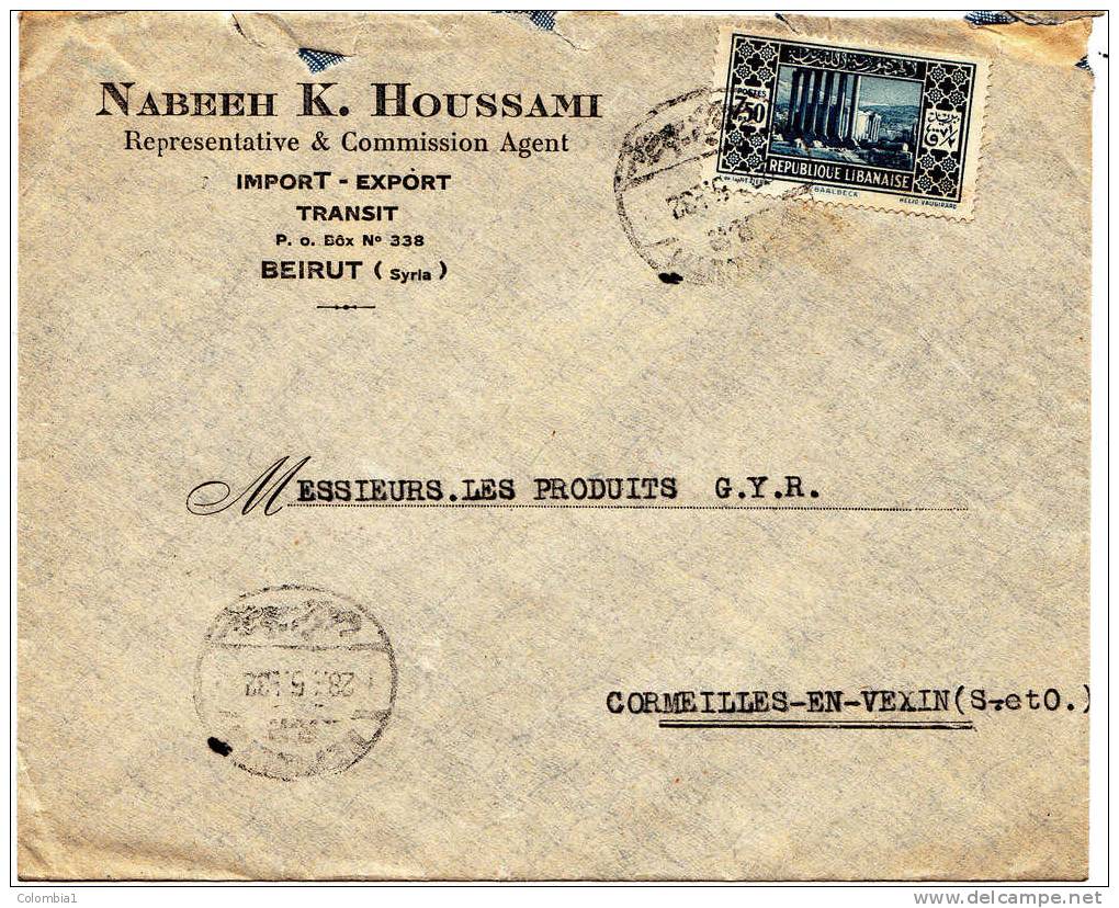 GRAND LIBAN Lettre De BEIRUT (Syrie) De 1932 - Storia Postale