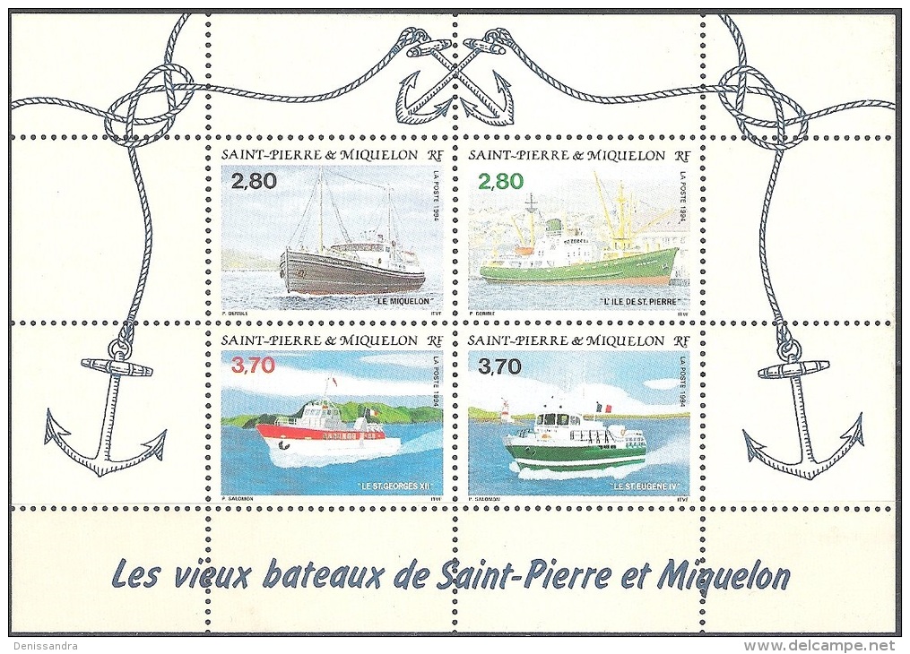 Saint-Pierre & Miquelon 1994 Michel Bloc Feuillet 3 Neuf ** Cote (2007) 12.50 Euro Vieux Bateaux - Blocs-feuillets