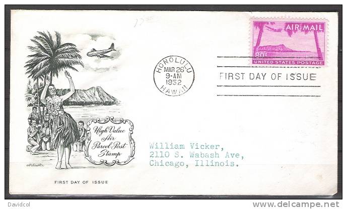 S358.-.USA / ESTADOS UNIDOS.-. 1952.-. SCOTT#: C 46 - F.D.C. CIRCULATED HONOLULU-HAWAI  TO CHICAGO. - 1951-1960