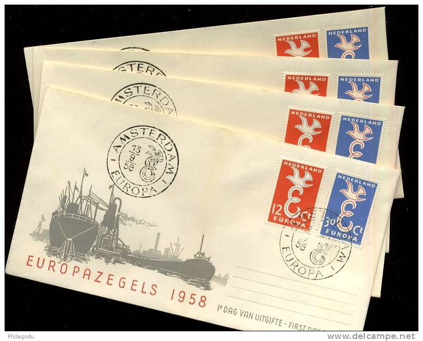 FDC   EUROPA 1958  NEDERLAND    Lot De 4 Ex - 1958