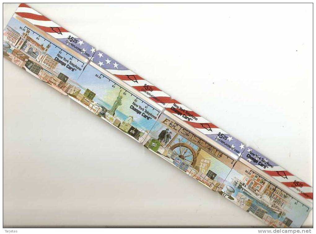 PUZZLE DE 4 TARJETAS DE NEW YORK DE ELLIS ISLANDS NUEVA-MINT - Rompecabezas