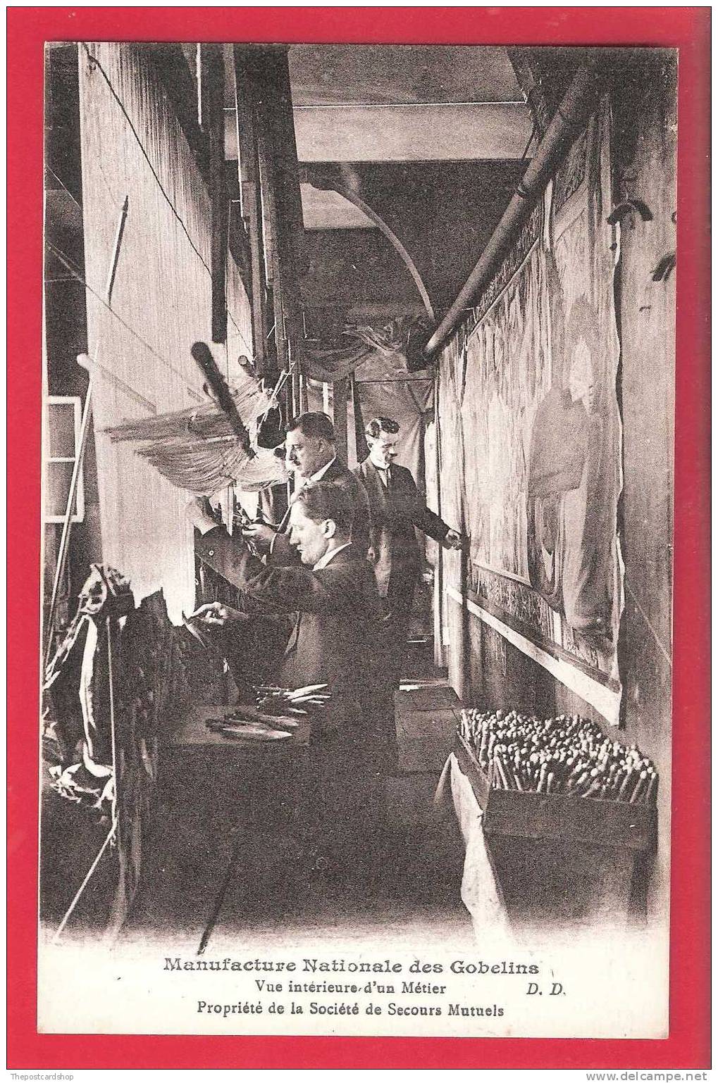 CPA 75 PARIS MANUFACTURE NATIONALE DES GOBELINS VUE INTERIEURE D'UN METIER PROPRIETE DE LA SOCIETE DE SECOURS MUTUELS DD - Arrondissement: 13