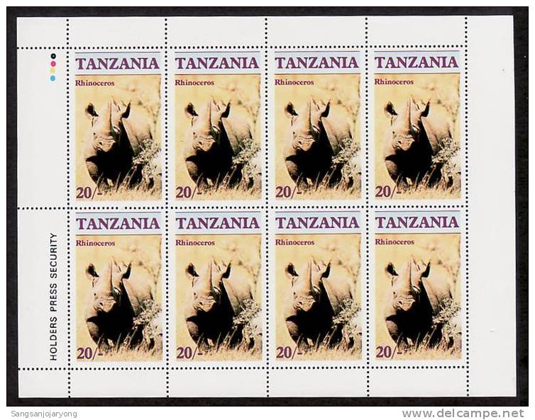 T- Wildlife, Tanzania Sc317 S/S Endangered, Rhinoceros - Rhinoceros