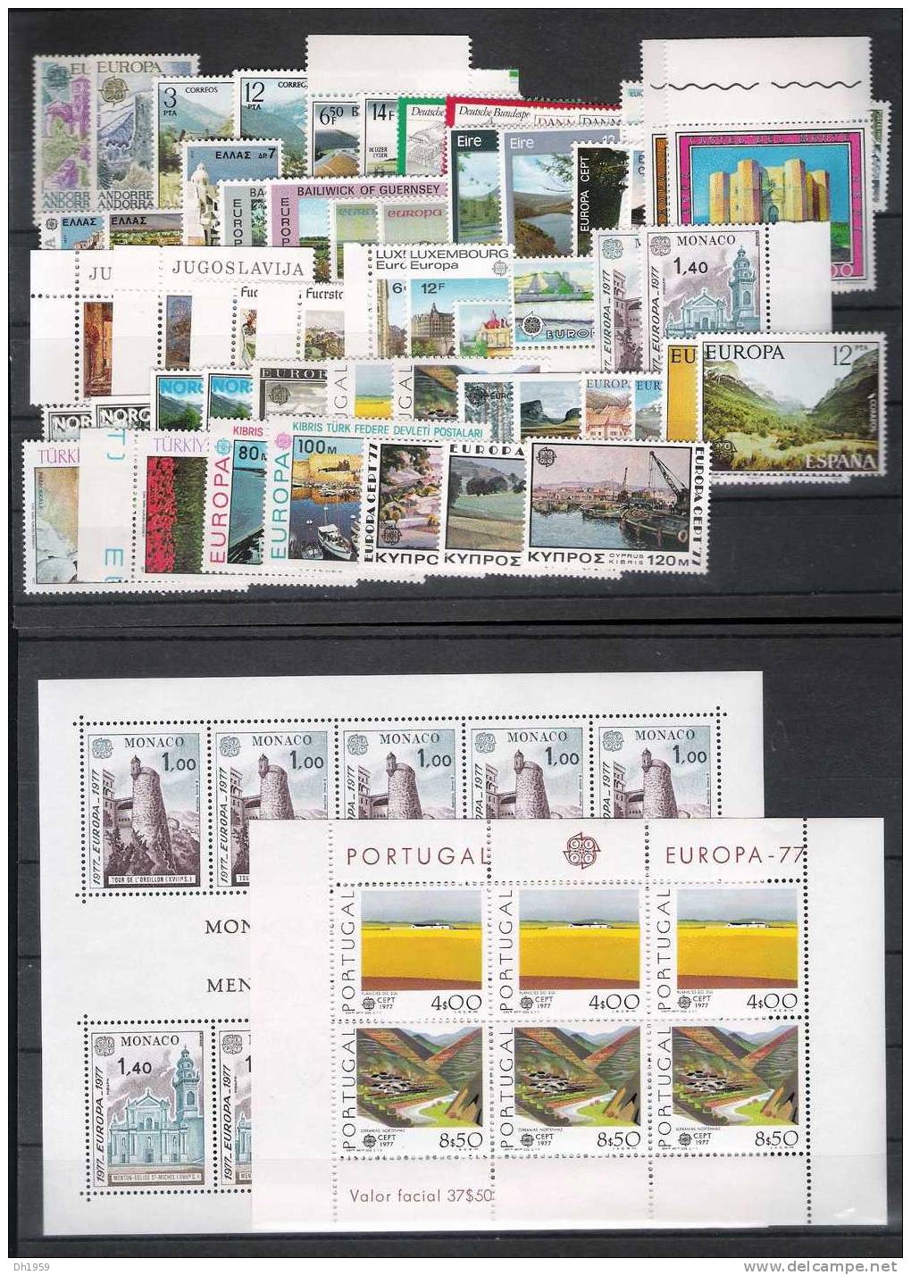 EUROPA CEPT ANNEE COMPLETE (**) NSC MNH 1977 PAYSAGES LANSCHAFTEN MANQUE 1 PAYS COTE PHILEX 347,75 EUR - 1977