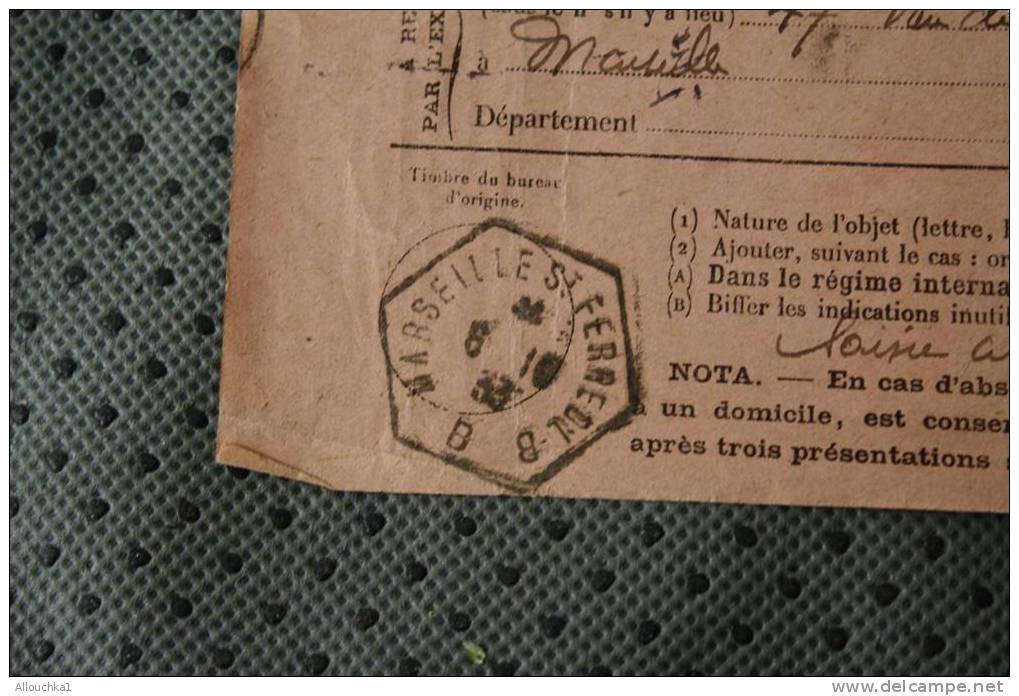 1933 AVIS DE RECEPTION L.R. / DE PAIEMENT N° 514 SUR DOCUMENT DE LA POSTE OMEC HEXAGONALE DE MARSEILLE SAINT Férréol - Télégraphes Et Téléphones