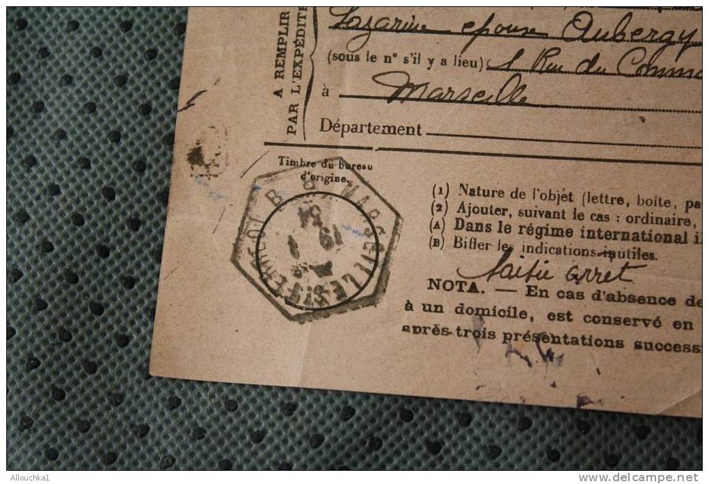 1934 AVIS DE RECEPTION L.R. / DE PAIEMENT N° 514 SUR DOCUMENT DE LA POSTE OMEC HEXAGONALE DE MARSEILLE SAINT Férréol - Telegraaf-en Telefoonzegels