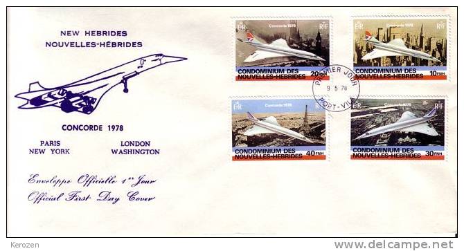 (L0437) Concorde Oblitération Illustrée-Pictural Cancelation New Hebrides FDC 9/5/1978 - Concorde