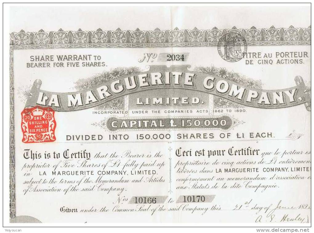 LA MARGUERITE COMPANY LTD ( 1895 ) - Mines