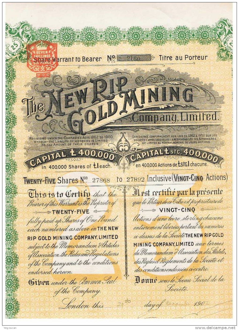 THE NEW RIP GOLD MINING LTD (25) - Mijnen