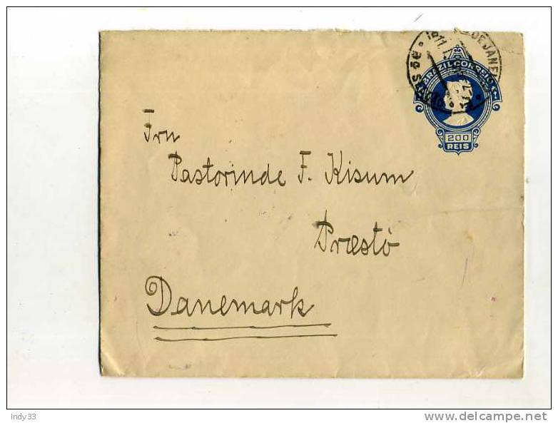 - BRESIL . ENTIER SUR ENVELOPPE DE 1915 POUR LE DANEMARK - Postwaardestukken