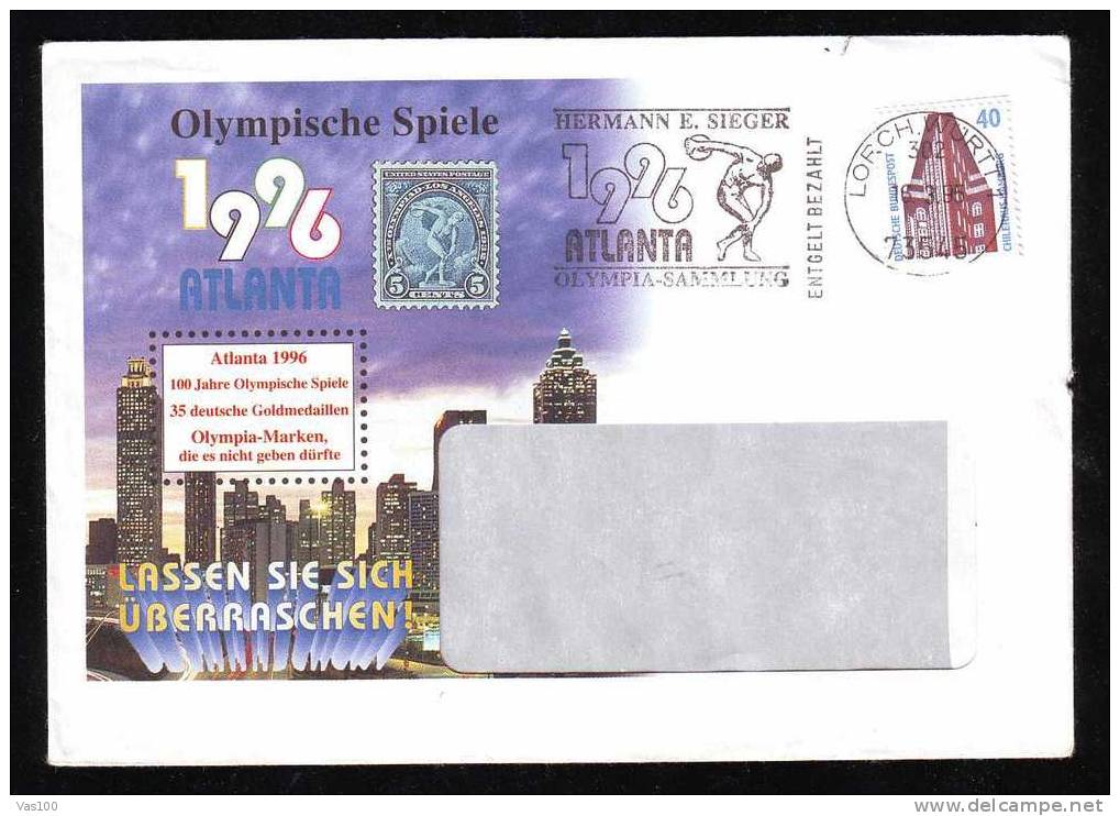 Germany 1996 Olympic Games Atlanta  Rare Cover With PMK. - Summer 1996: Atlanta