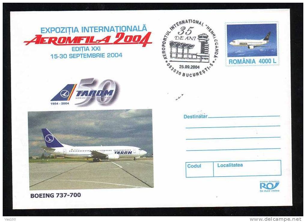 ROMANIA  2004 Enteire Postal Stationery Cover With Air Plane "BOEING - 737-700" - Sonstige (Luft)