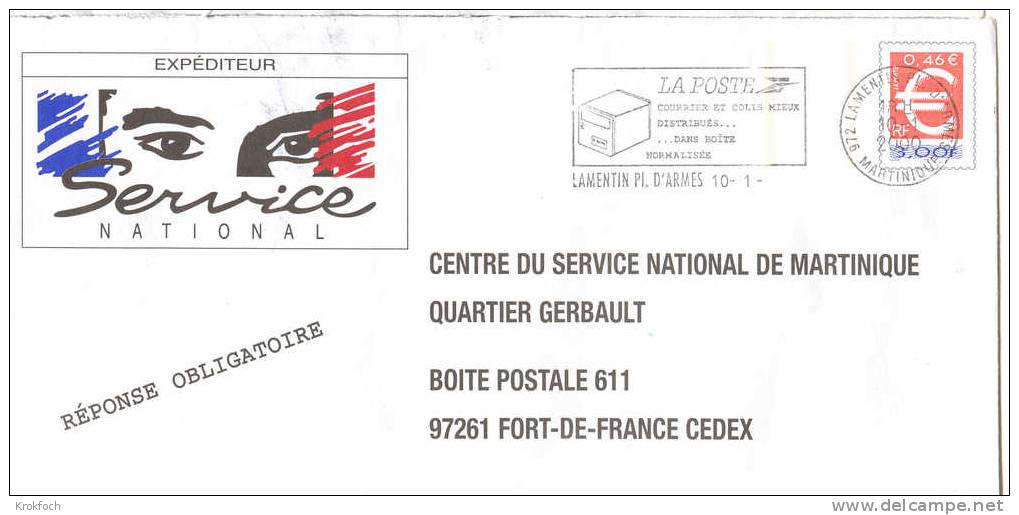 PAP Service National - BSN Martinique Euro - Oblitéré Lamentin 2000 - Fort-de-France - Prêts-à-poster: TSC Et Repiquages Semi-officiels