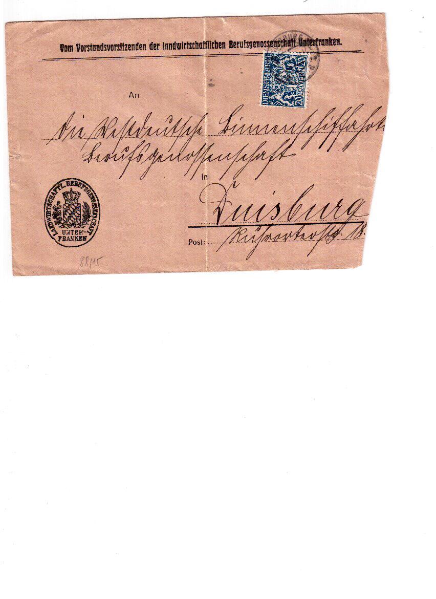 781  -   BAYERN -  BUSTA DI SERVIZIO AFFRANCATA CON DIENSTMARKE 20 Pf - Covers & Documents