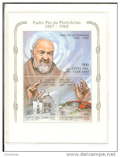 Vaticano 1999: Padre Pio Da Pietrelcina. Foglietto NUOVO** - Gebraucht