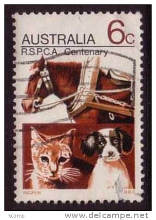 1971 - Australian Centenary RSPCA 6c HORSE CAT & DOG Stamp FU - Gebraucht